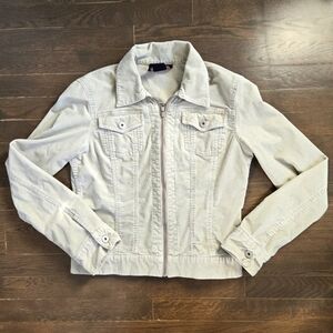 Nautica Jeans Co vintage corduroy 90s y2k zip up jacket beige sz M